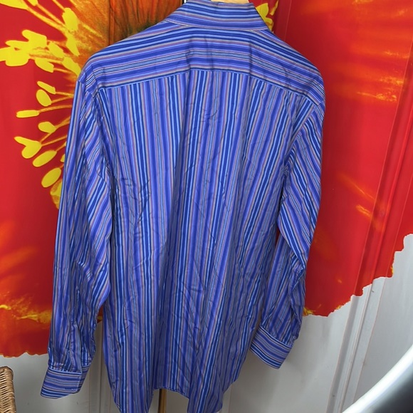 Tailorbyrd striped blue with multicolored rainbow stripe embroidered detail - Picture 5 of 6